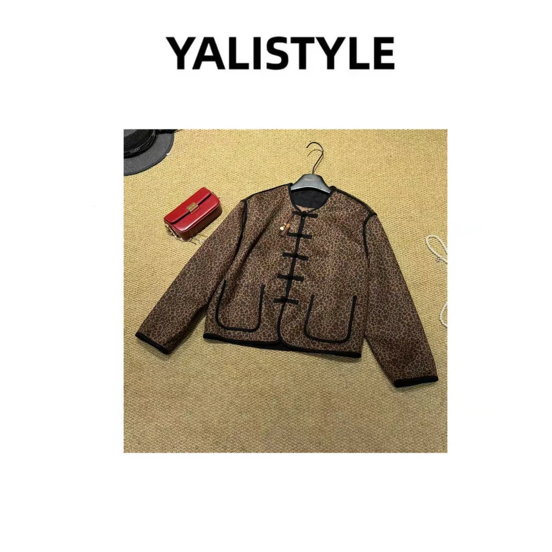 YYSTATIONS 【豹纹外套！】圆领盘口长袖豹纹外套-6100