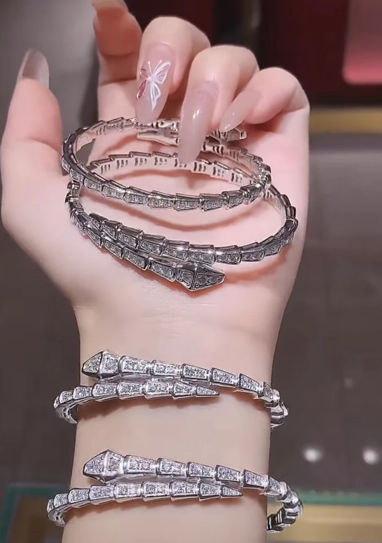 合金手镯 金蛇银蛇开口手镯ins冷淡风气质高级感手环小众时尚手饰