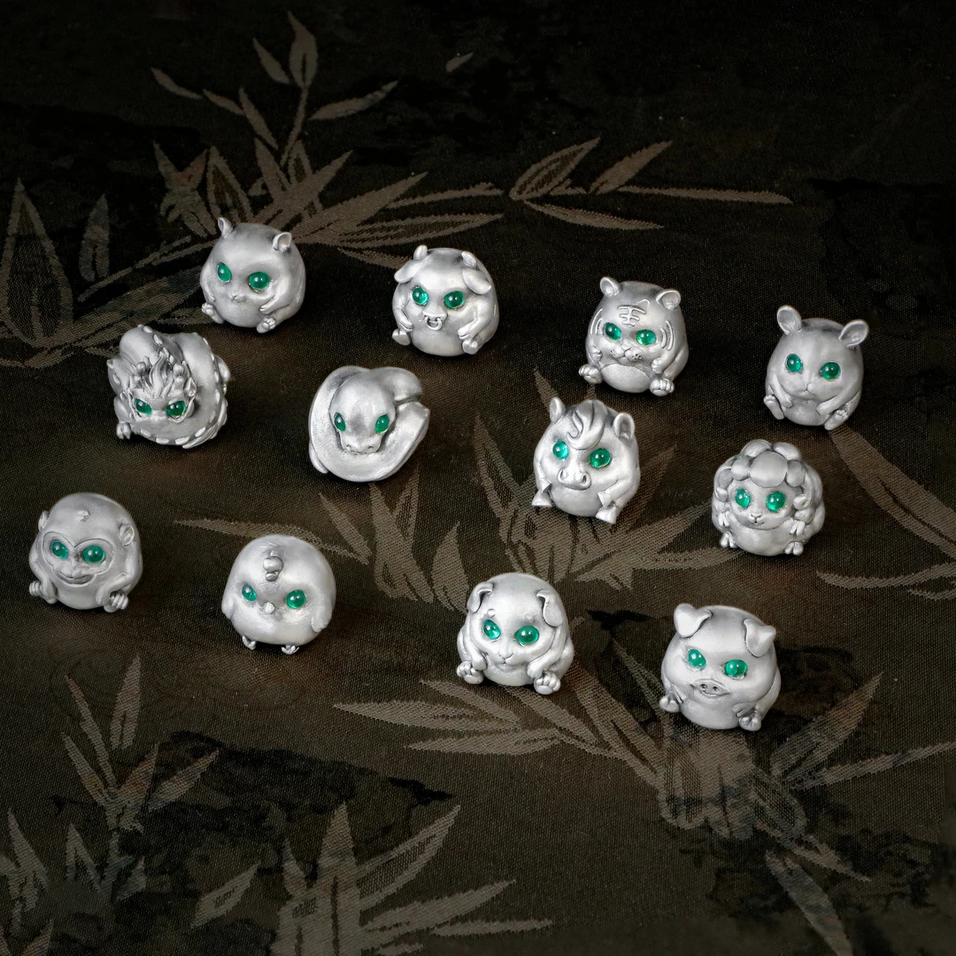 个性磁吸12十二银生肖精品茶宠功夫茶具配件足银999把玩可养茶玩