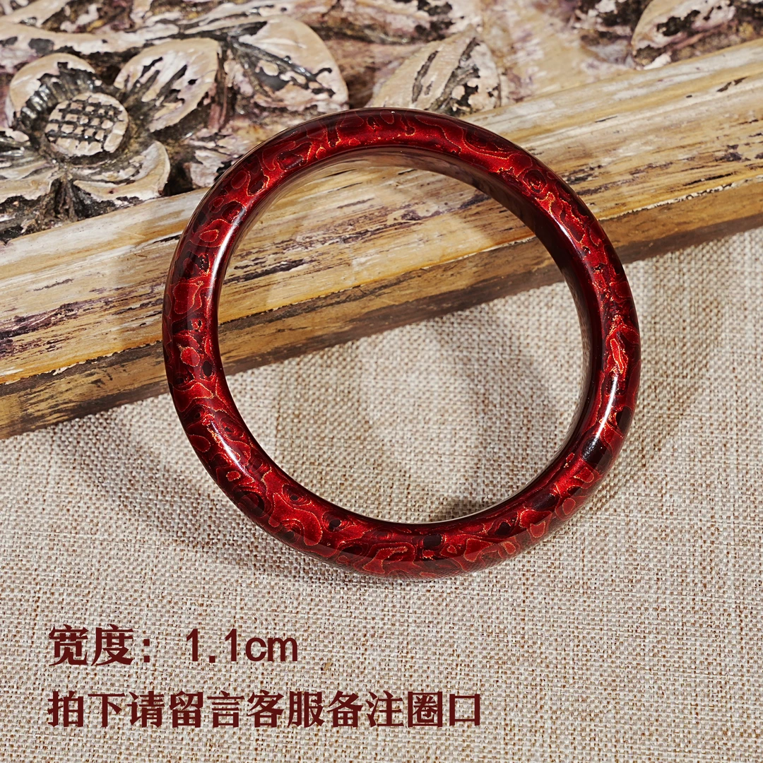 极光红宽条大漆手镯