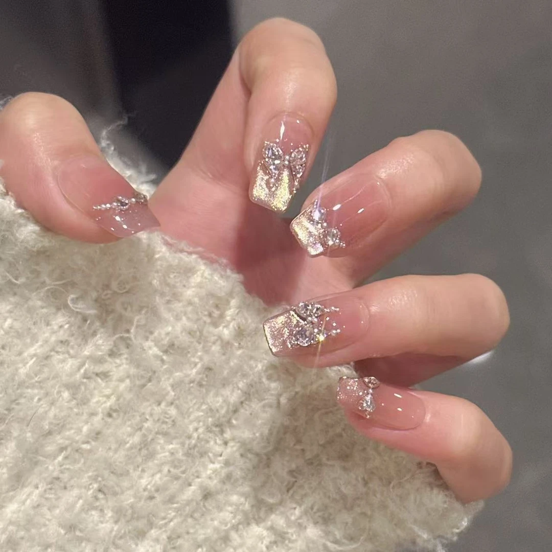 【日照蝶影】纯手工穿戴甲美甲穿戴光疗甲渐变流行纯欲四季流行