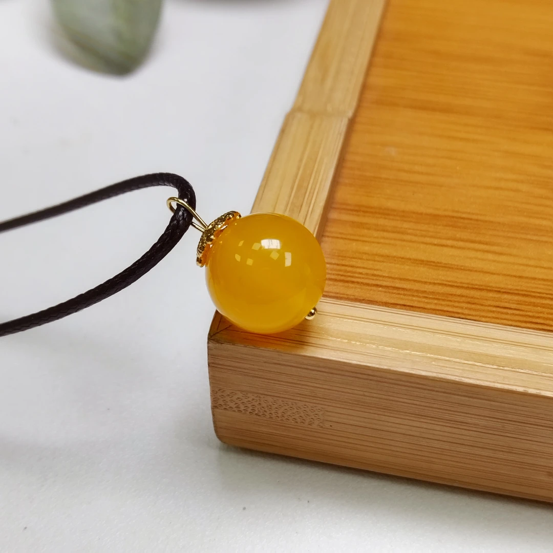 【侯总甄选】3 天然鸡油黄一生一世转运珠吊坠