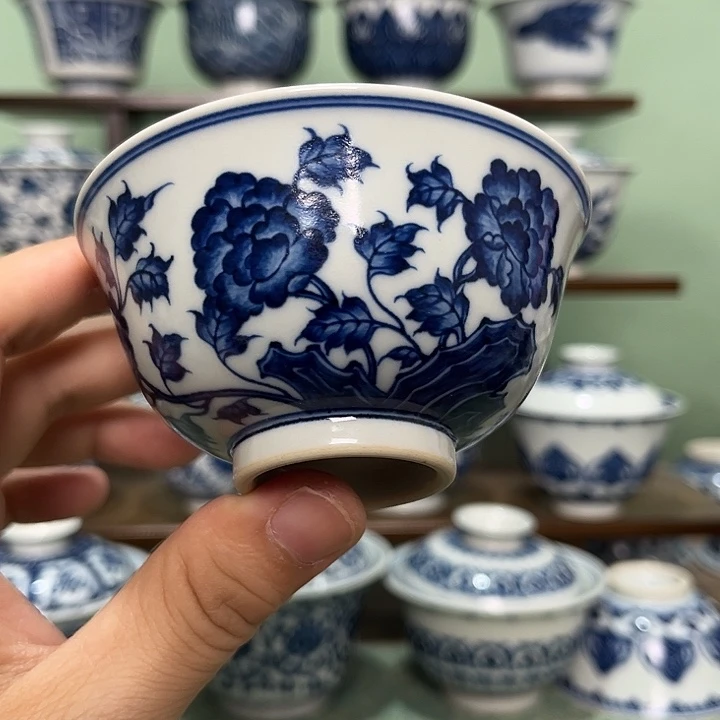 翰林瓷轩 月季花宫碗满杯120毫升