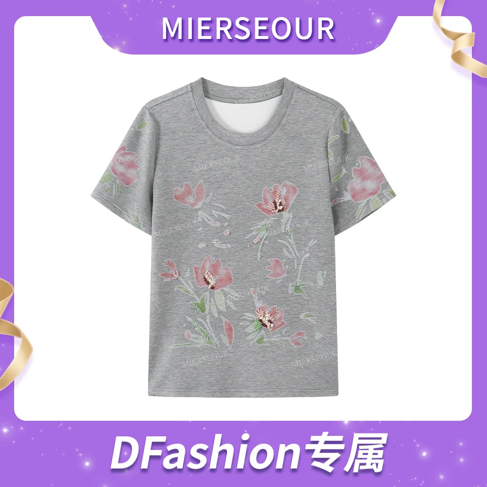 【花色呢喃】空气感印花T恤休闲短袖2171