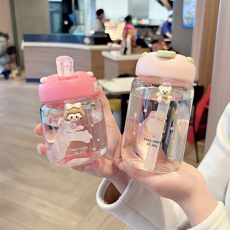 高硼硅玻璃水杯 迷你可爱小巧吸管杯高颜值耐热防爆泡奶喝水杯子