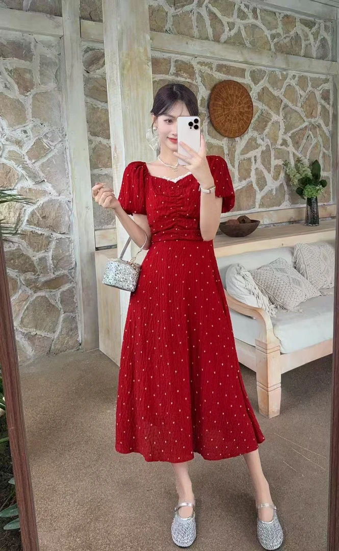 夏季小个子长裙连衣裙碎花裙子显瘦收腰小香风