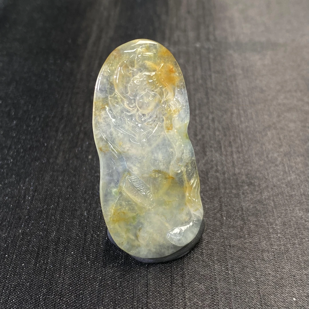 14天然缅甸翡翠A货冰黄荷叶鱼/300523/上海嘉禾拍卖