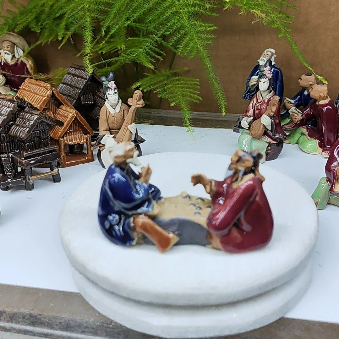 陶瓷对其一寸假山盆景