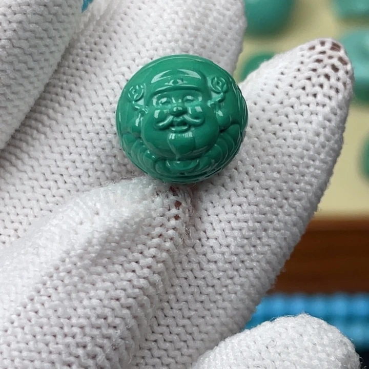 高瓷深绿13mm财迷圆珠