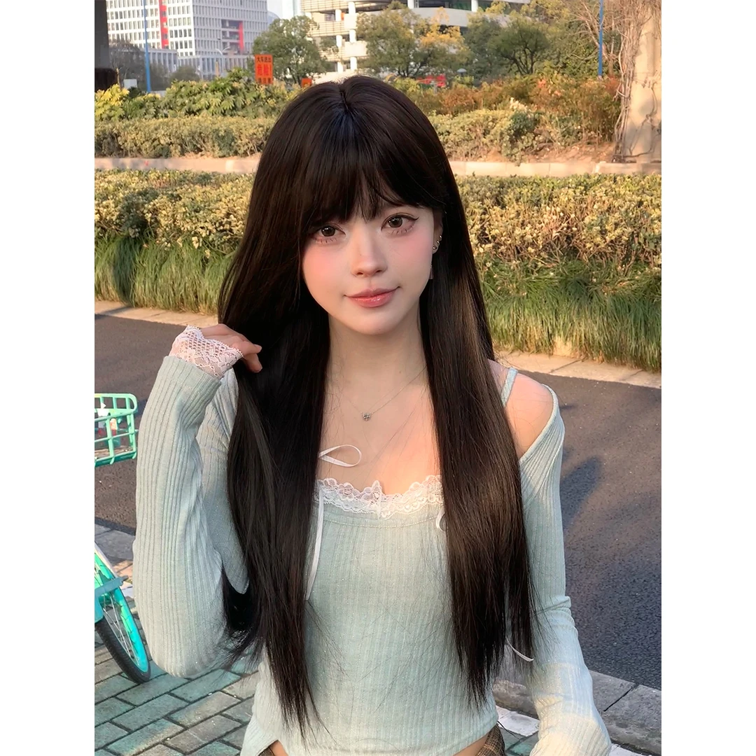 【白月光】AG假发女长发网红日常jk黑长直日系lolita逼真头假发