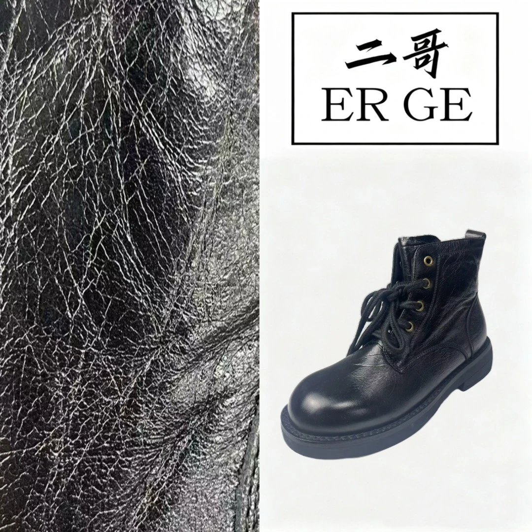 复古棕头层牛皮马丁靴内侧拉链英伦风短靴女靴/2308-98