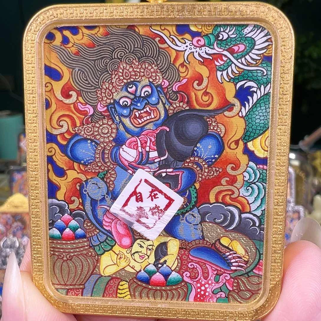 吊坠黑财热贡唐卡纯手绘