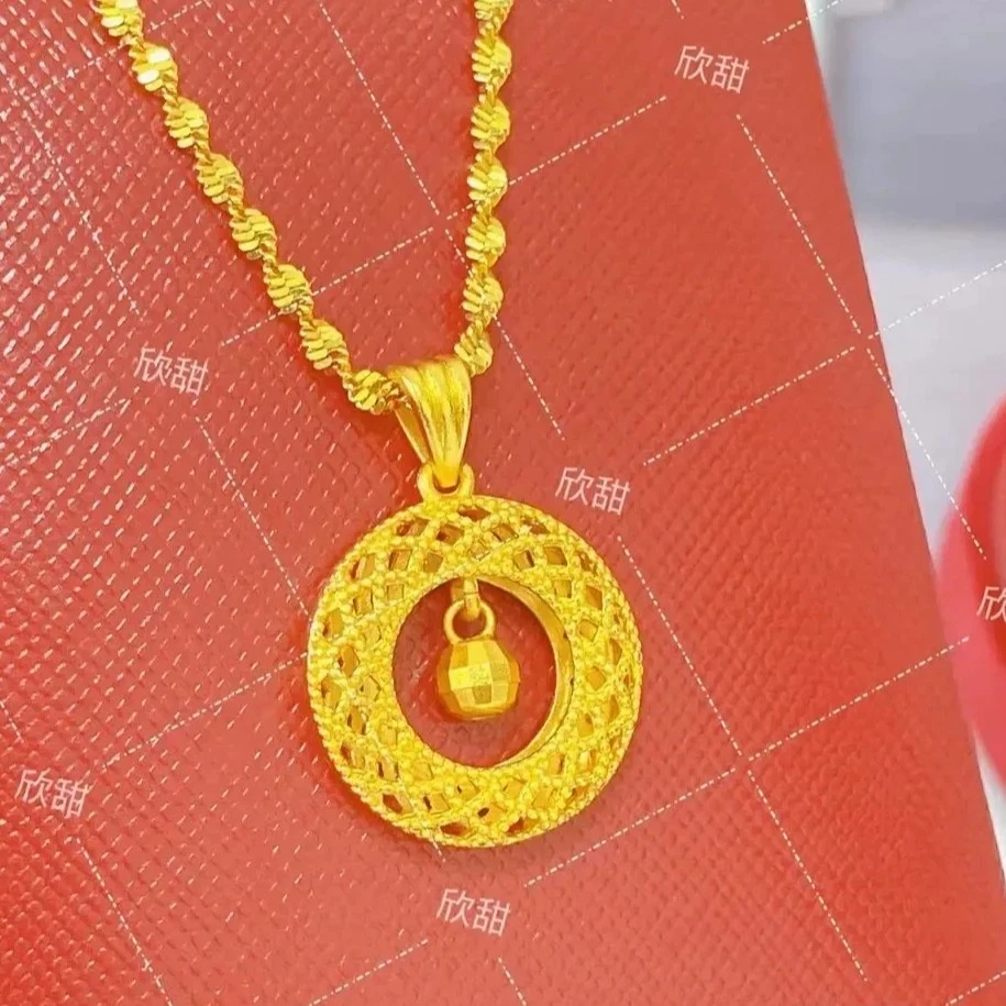 铜合金项链 早秋新款水波纹灵动平安扣妈妈情人节礼物送女友0305