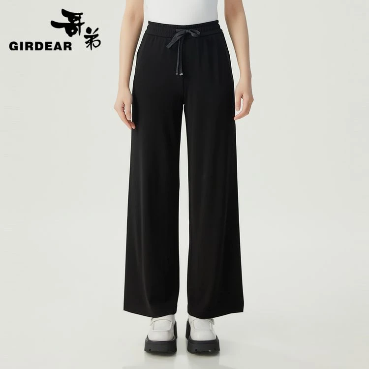 哥弟高腰质感丝滑松紧腰长裤直筒裤1100408