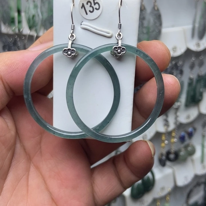 银S925镶嵌翡翠耳饰品质珠宝