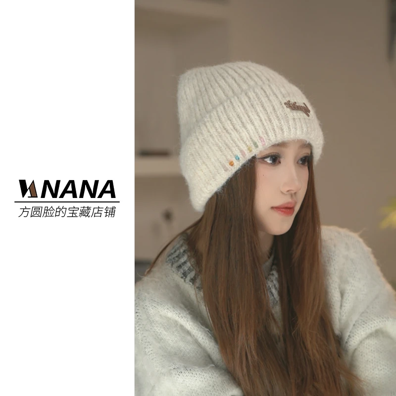 原创设计 羊毛混纺 镶嵌彩石 包头冷帽帽冬季帽子上班族女防风帽