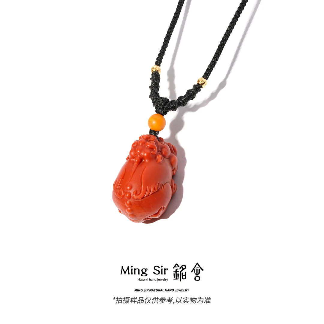 【铭舍】南红玛瑙貔貅20g+吊坠满色满肉精雕文玩手把颈饰