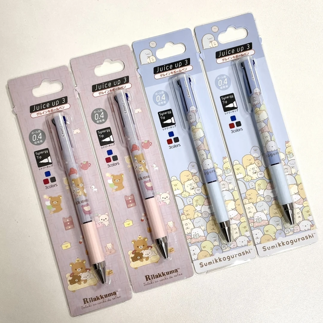 日本SAN-X新品角落生物轻松熊黑红蓝Juice up三色模块中性笔