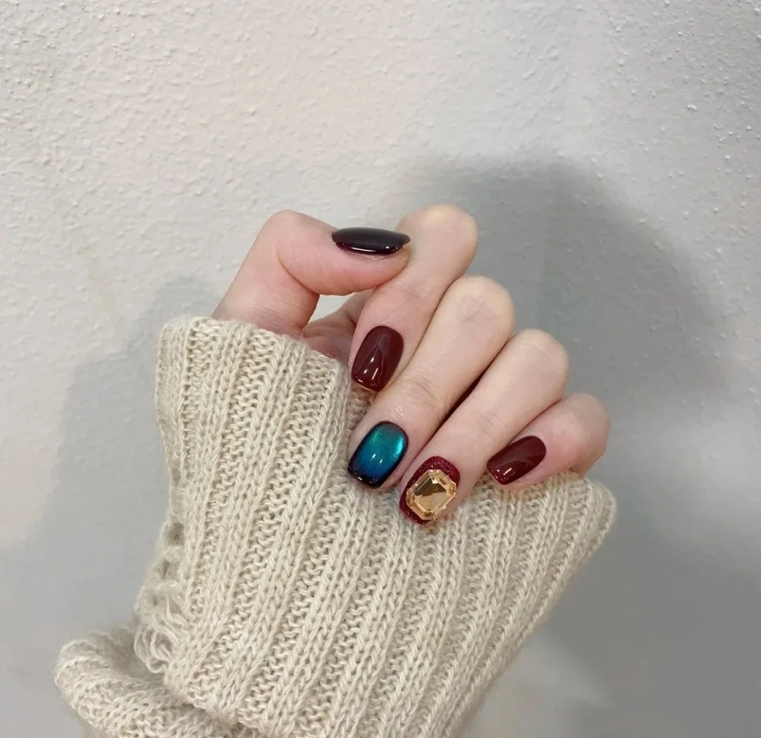 【深海笔记】新年长款气质穿戴甲纯手工穿戴美甲显白春季新款美甲