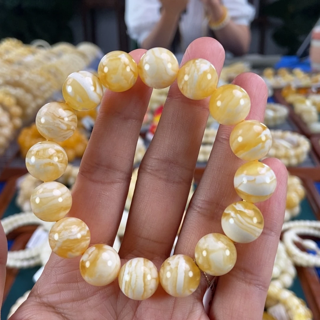 未镶嵌琥珀手链12虎皮圆珠18.3