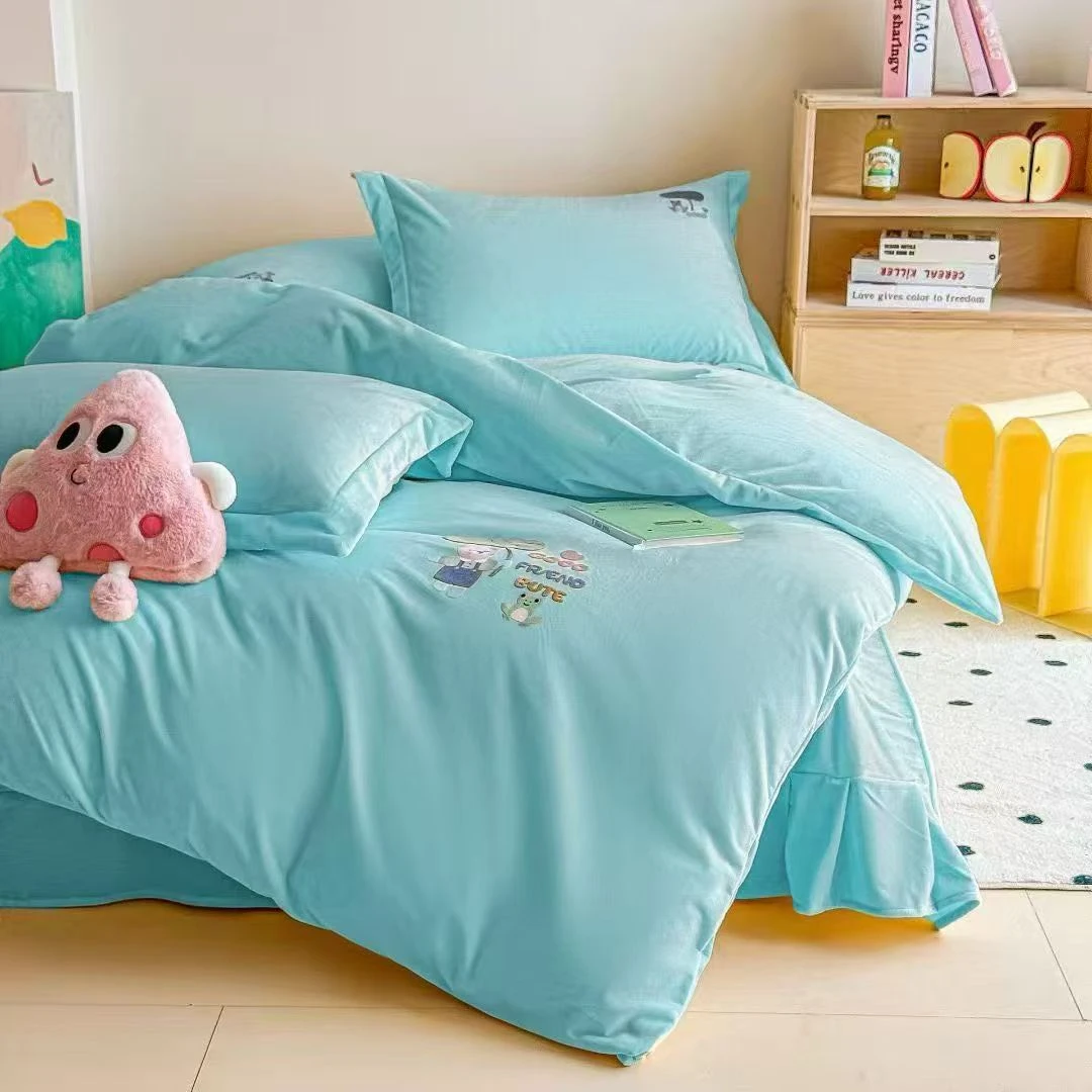 床品套件江苏南通家纺三件套双面婴儿绒被罩保暖亲肤超细旦不掉毛