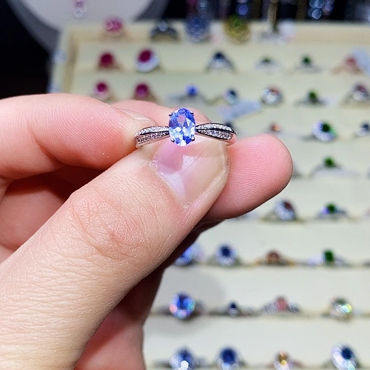 坦桑石戒指银S925镶嵌1111