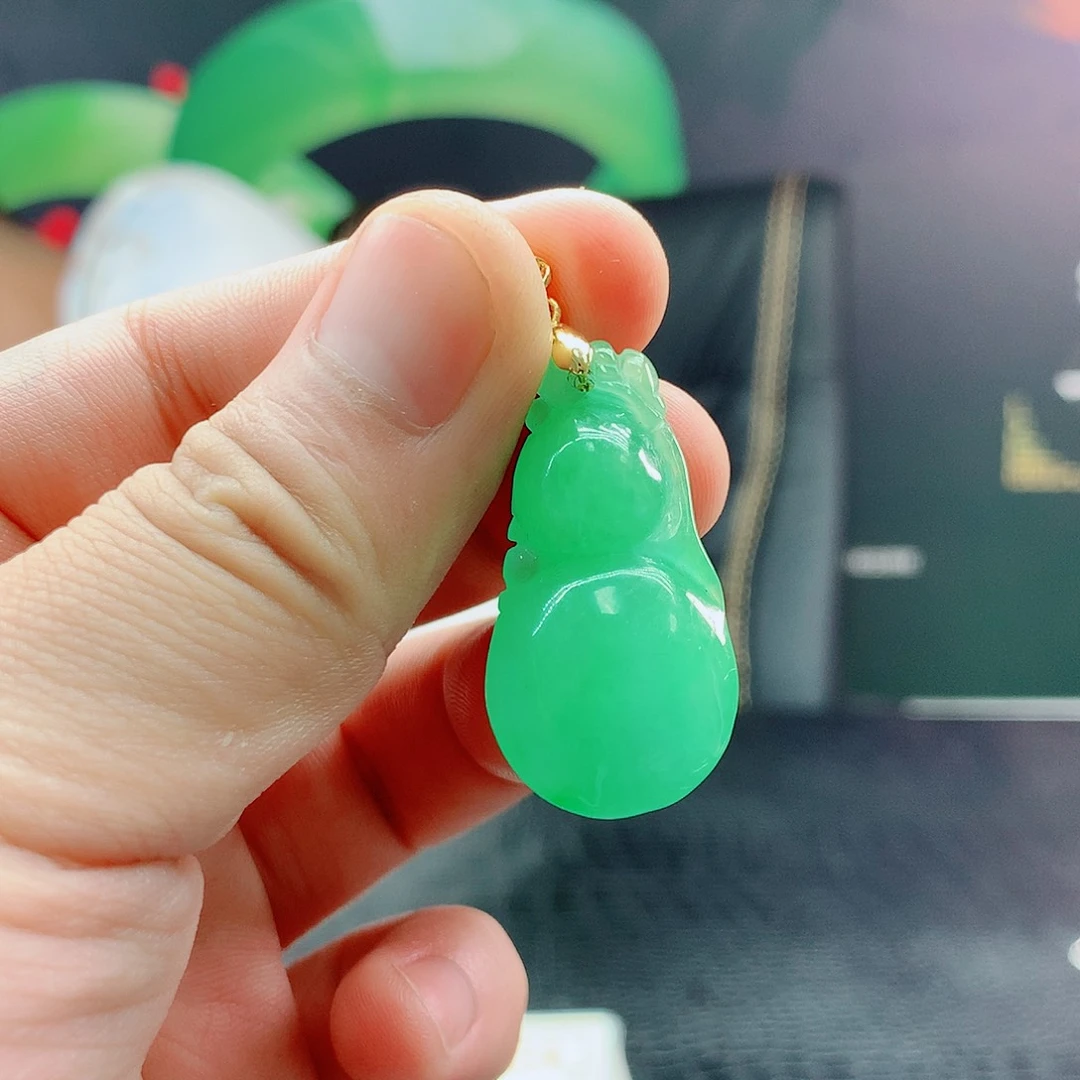 翡翠挂件14K金镶嵌100