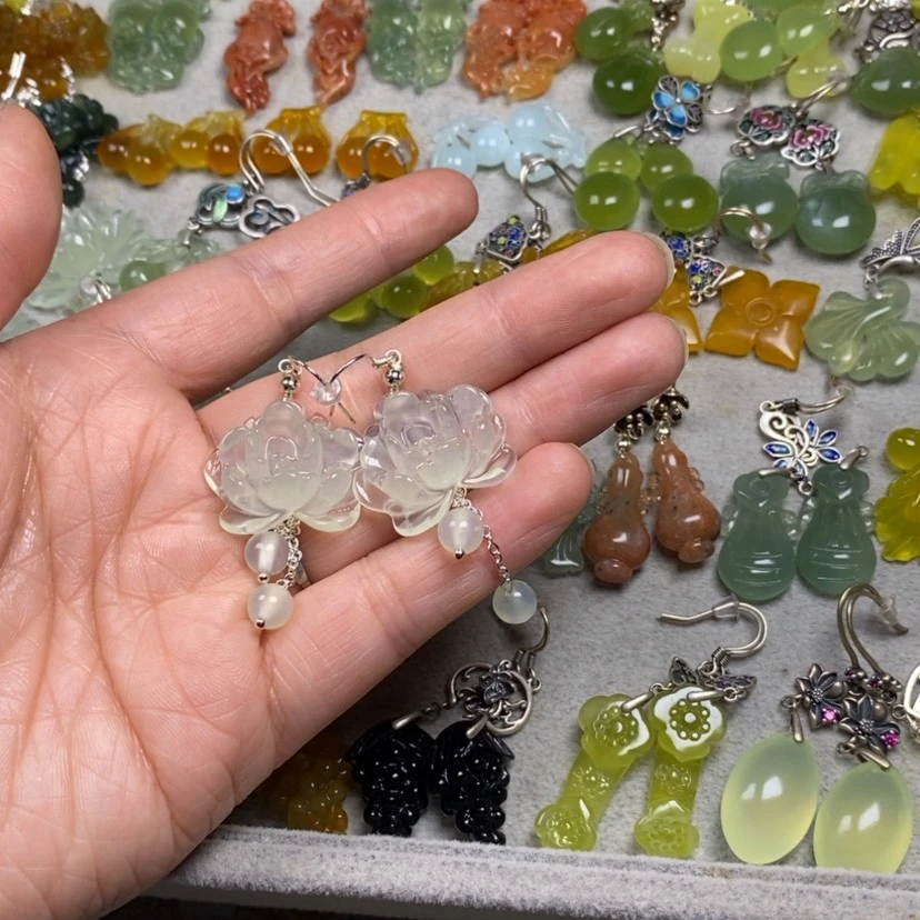 【闪购商品】蛇纹石玉未镶嵌挂件耳饰耳环项链