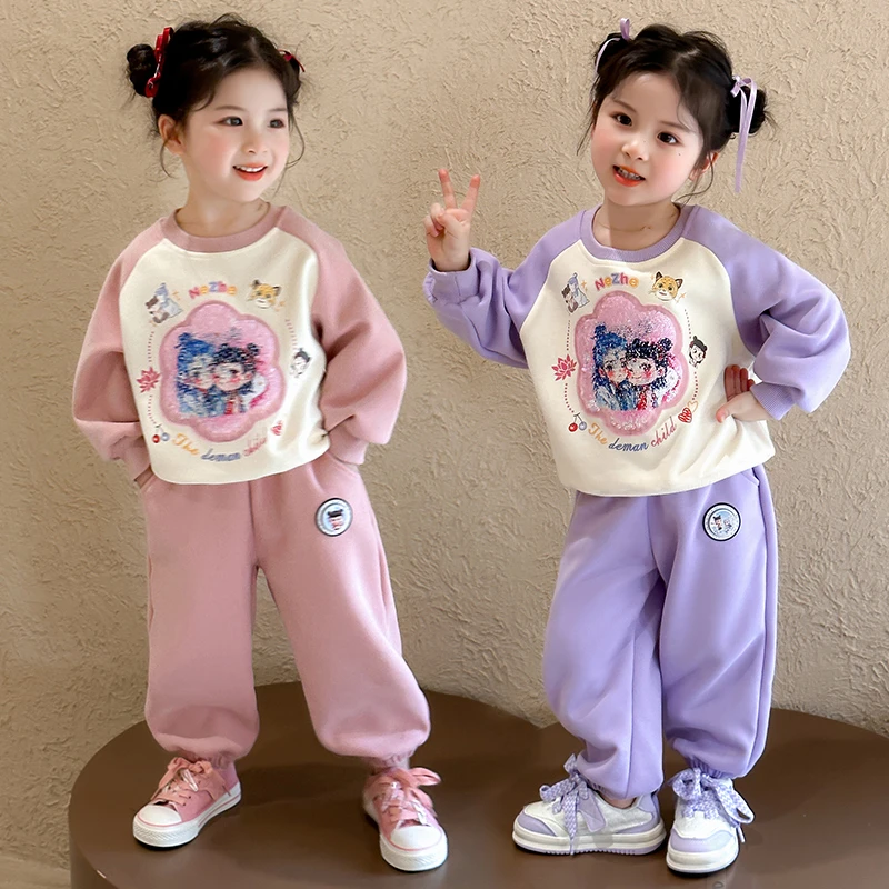 女童春季哪吒潮酷卫衣套装2025新款洋气时髦小女孩春款休闲两件套