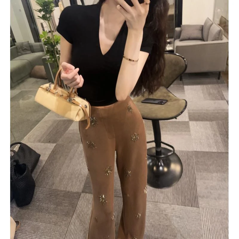 【OS&oneshow】韩系休闲套装女夏季显瘦时尚短袖百搭阔腿裤两件套