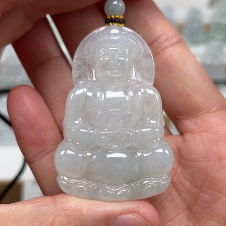 翡翠未镶嵌颈饰天然缅甸翡翠A货观音69号