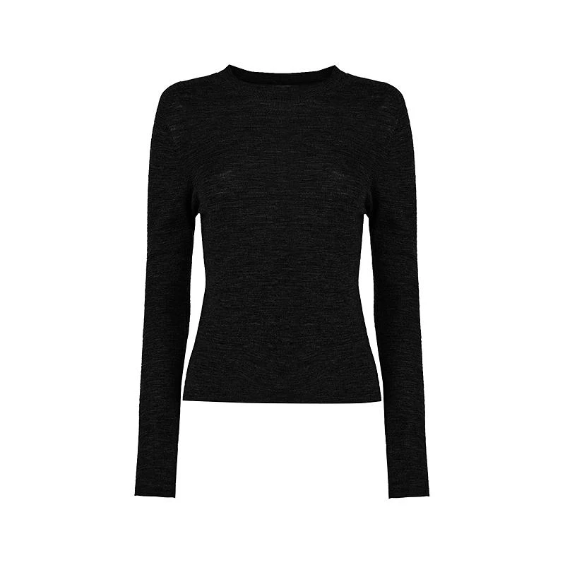 sdeer圣迪奥女装25年新品罗纹圆领修身打底绵羊毛针织衫S25383507