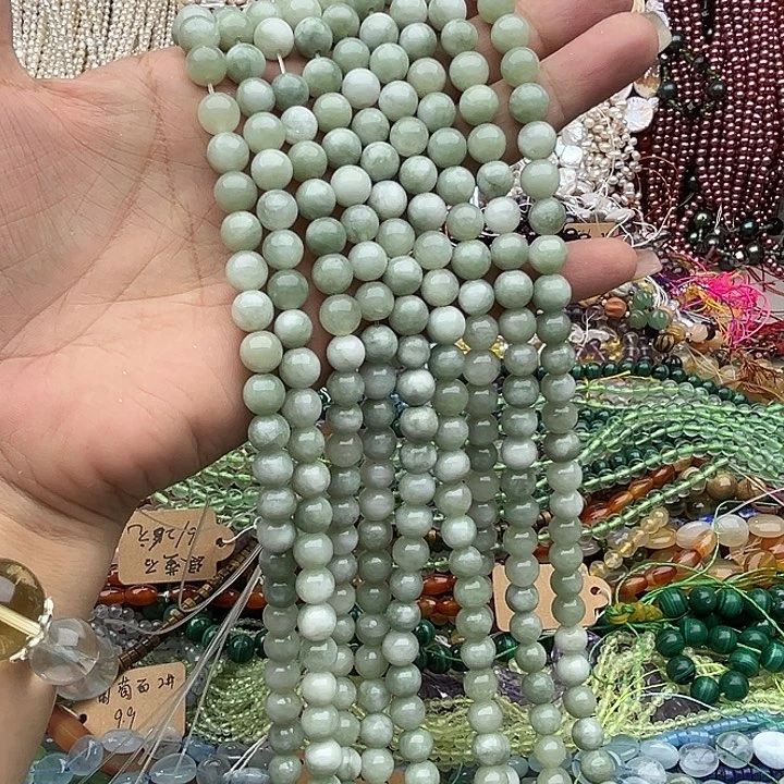 玛瑙/玉髓未镶嵌珠宝半成品2条8mm翡翠玉