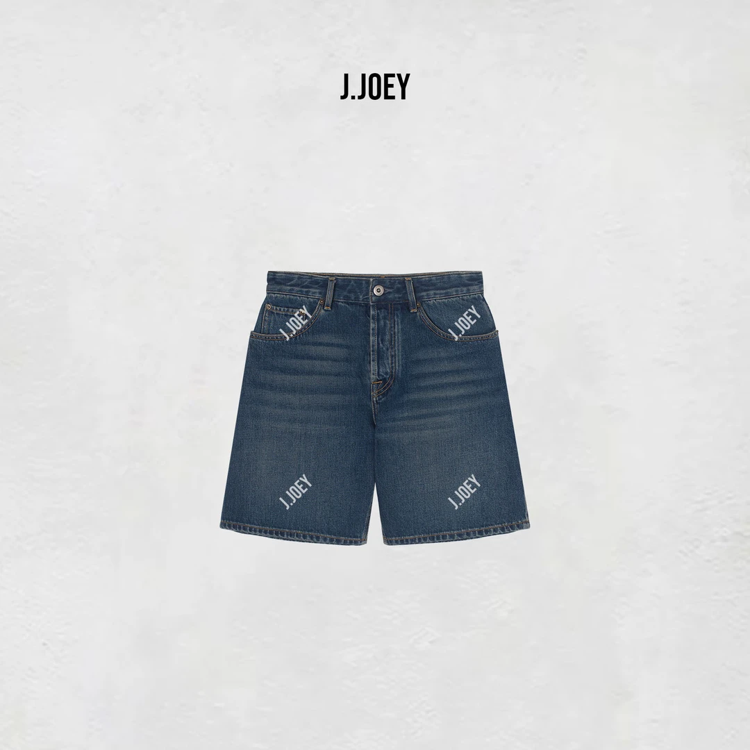 J.JOEY "100棉"夏季薄款极简风纯色宽松休闲纯色牛仔短裤 0950-1