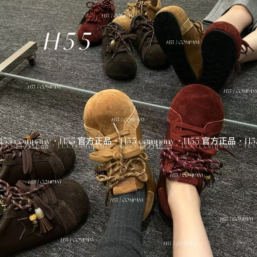 H55-微醺热红酒-巴士系列贝壳头德训鞋4cm10-2886-RD