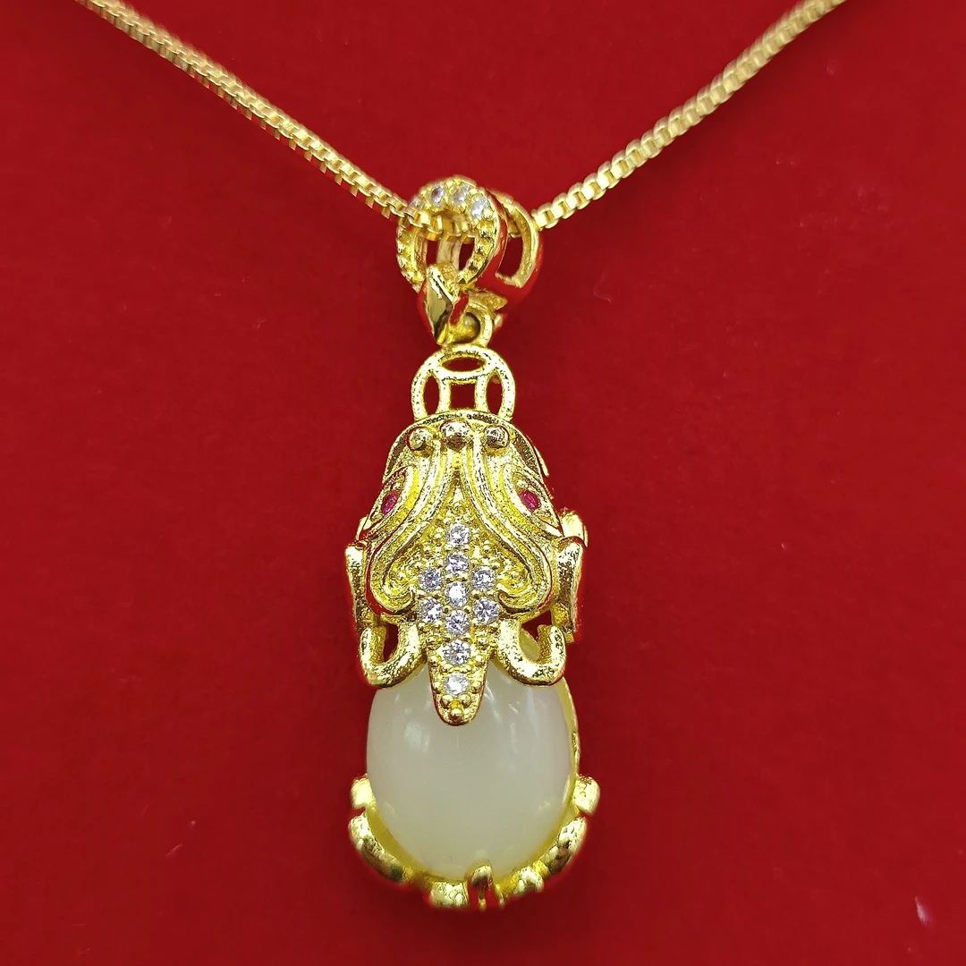 【梦梦专属】【证书+礼盒】合金镶嵌和田玉貔貅吊坠赠合金链DD26218