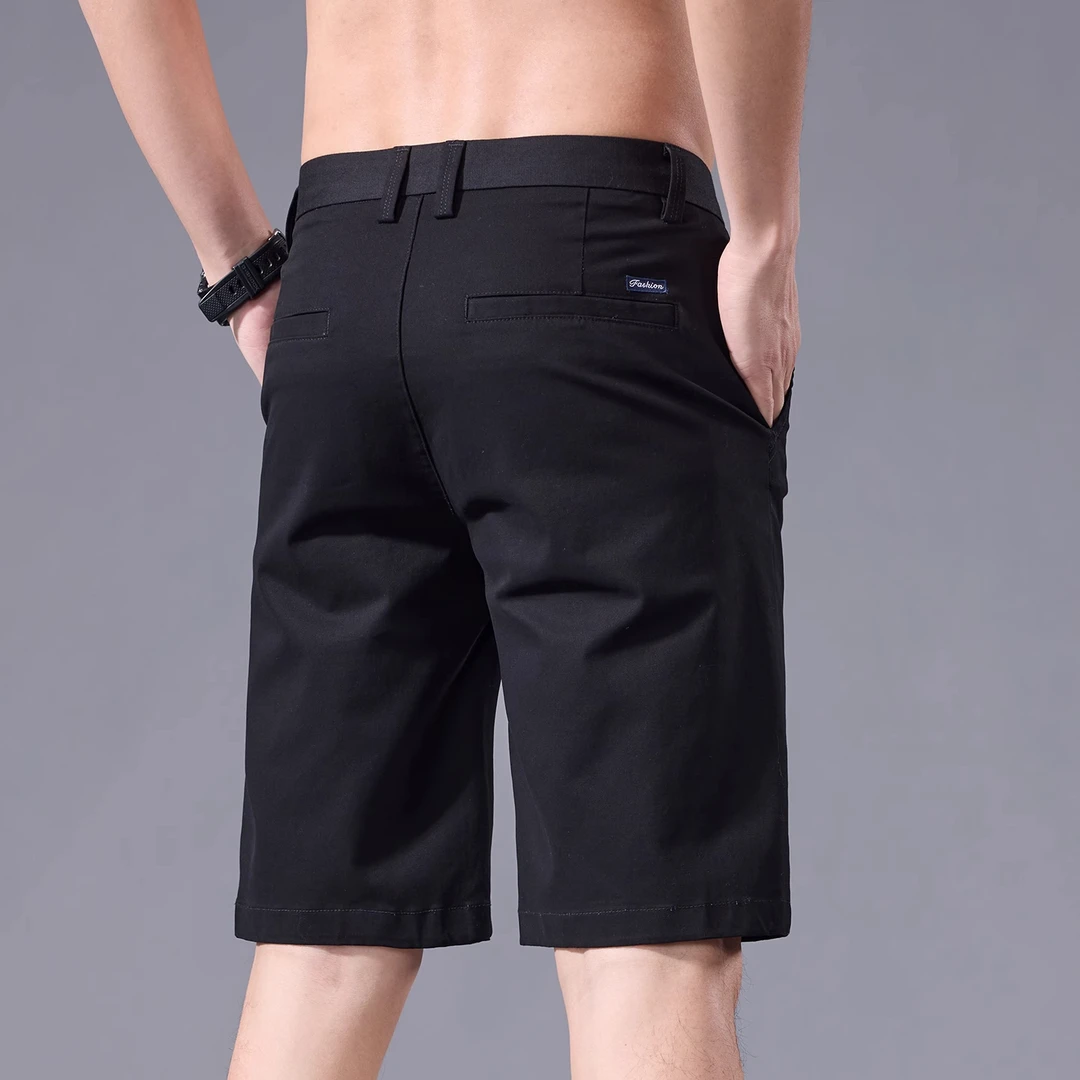 香港高端纯棉凉感休闲短裤男士2025夏季薄款宽松直筒商务五分中裤