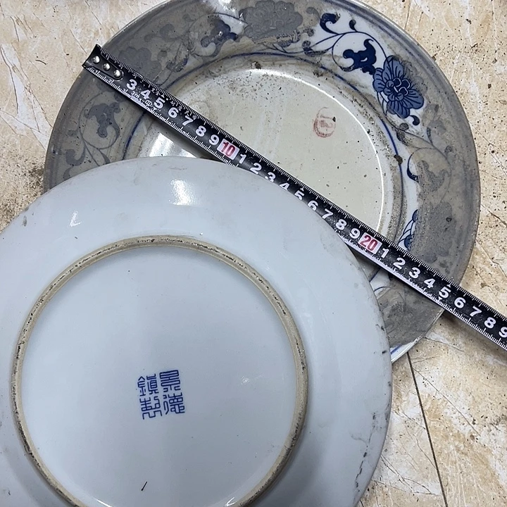 摆件陶2个25.5厘米芙蓉花平盘