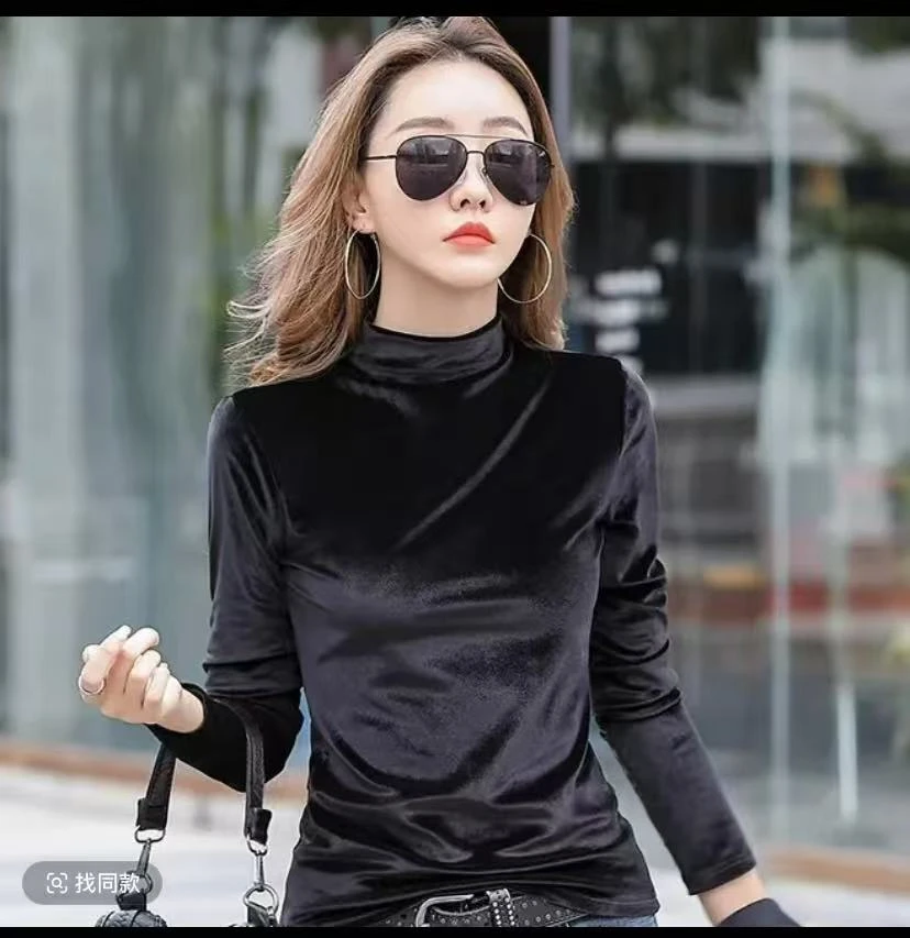 2025年春季新款金丝绒面料修身显瘦上衣