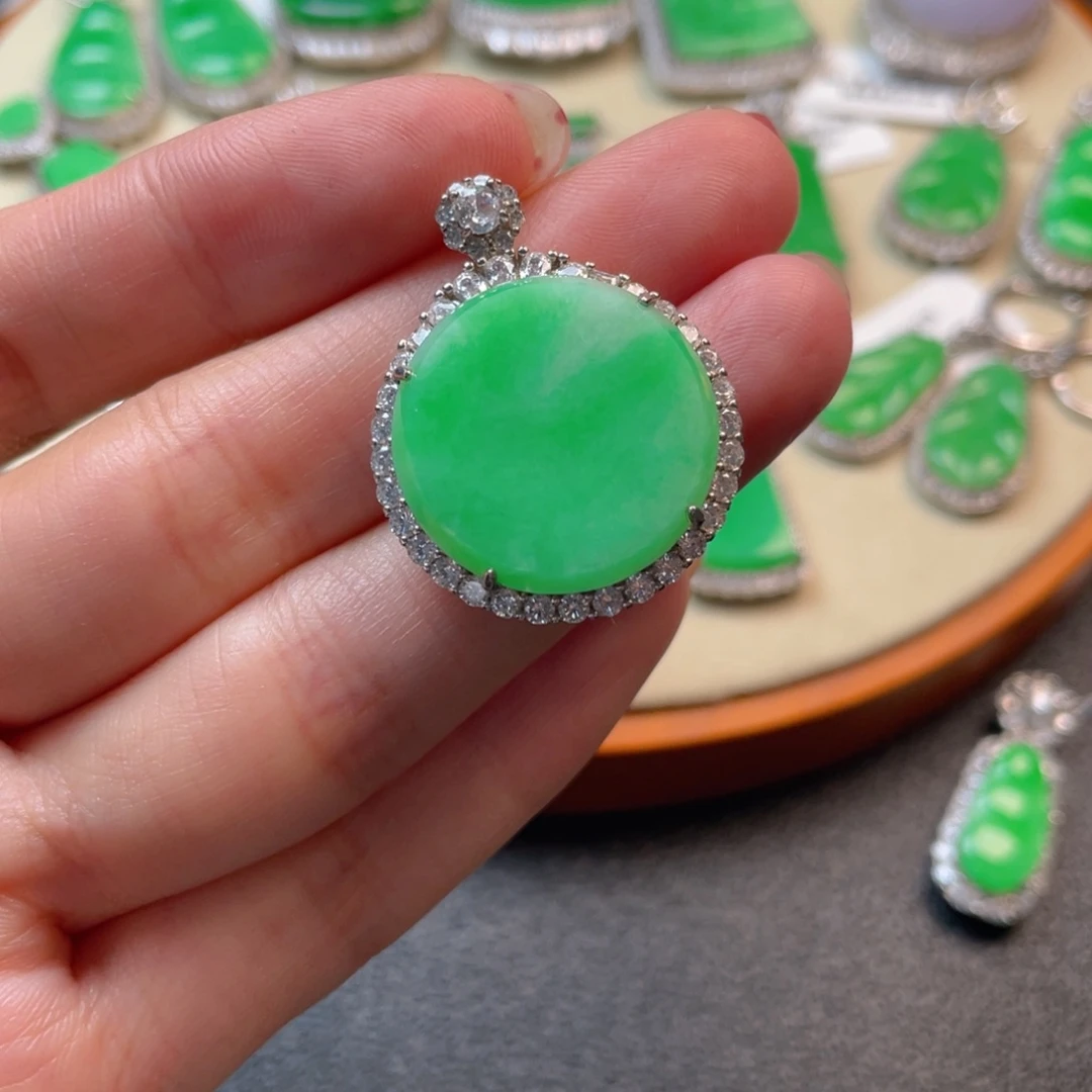 翡翠吊坠(不含链)银S925镶嵌