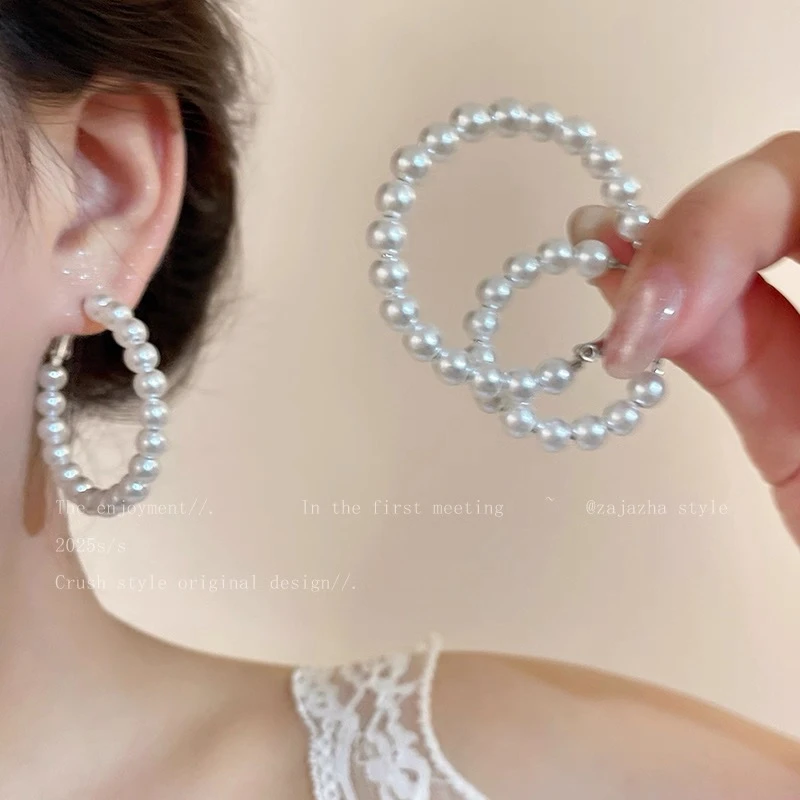 合金耳饰 贵气藏不住！夸张耳环法式优雅气质高级感圆脸耳饰A225