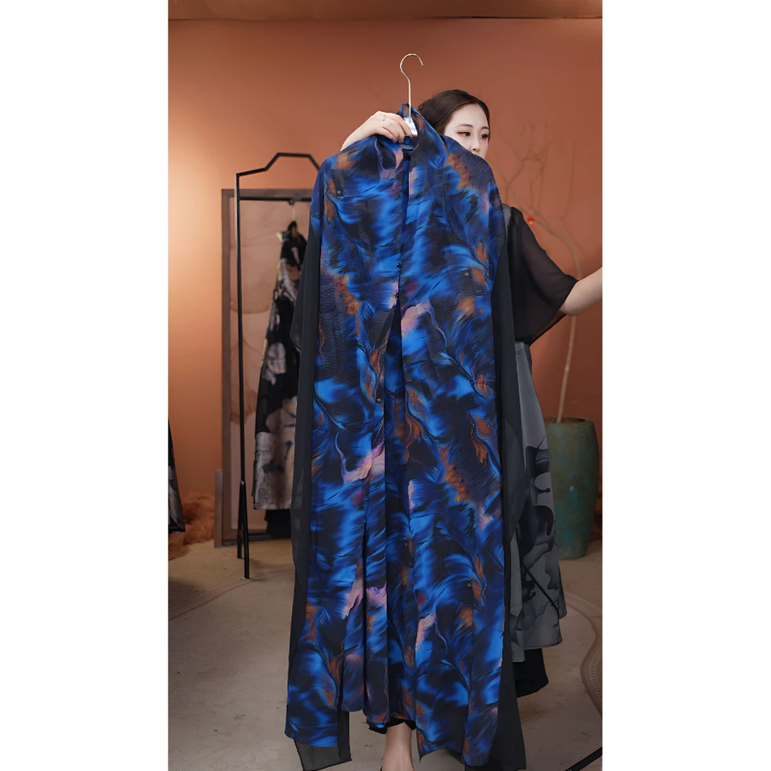 【大海轻奢】WJ250424新款深海梦幻蓝围巾