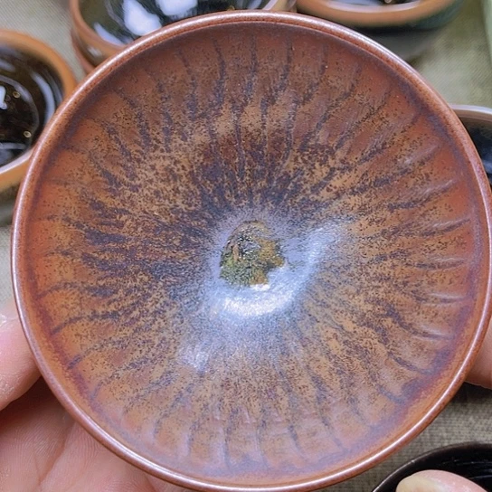 茶盏A****a龙窑柴烧铁锈跳刀平口器型9.2口径