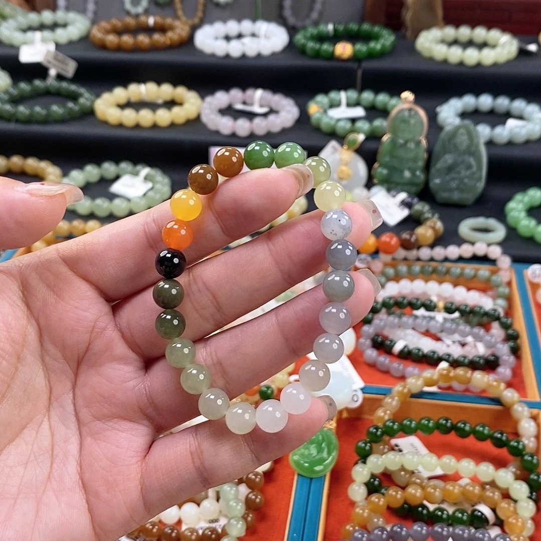 和田玉手链 8MM未镶嵌多宝