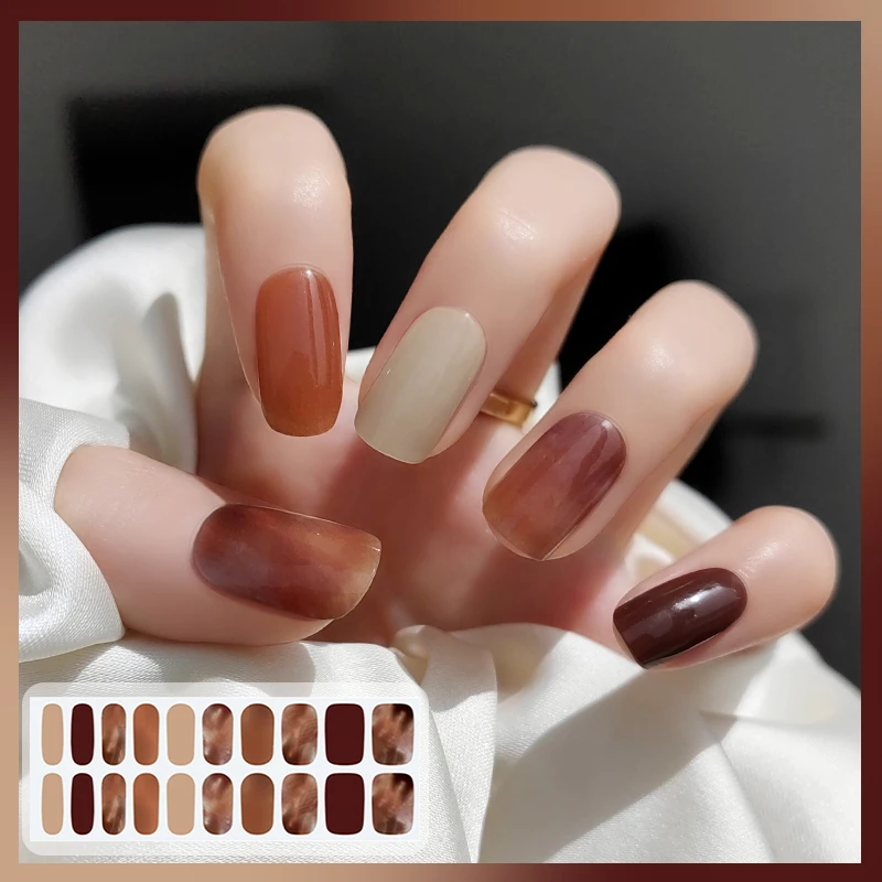 美盖uv指甲贴二代甲油胶贴凝胶美甲贴纸晕染纯色秋冬款2025年新w