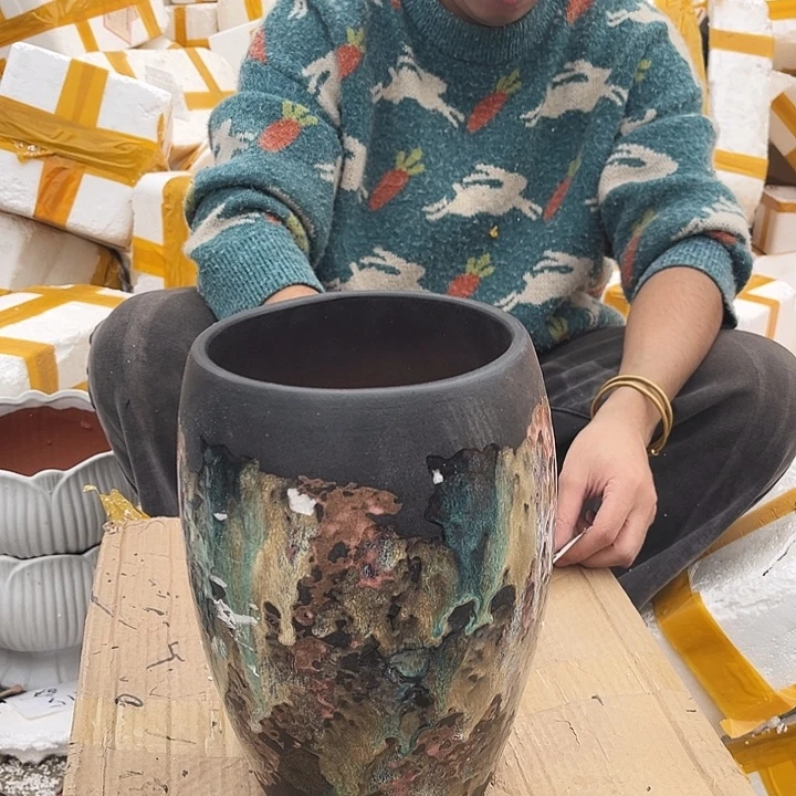 紫砂花盆宜兴紫砂粗陶花盆18/28