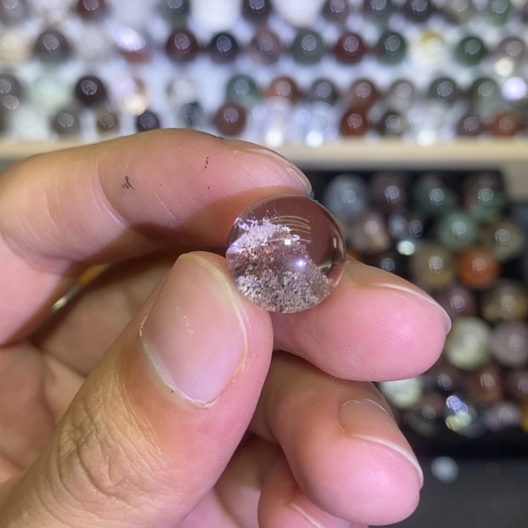 珠宝半成品未镶嵌水晶9紫幽灵山水13.1