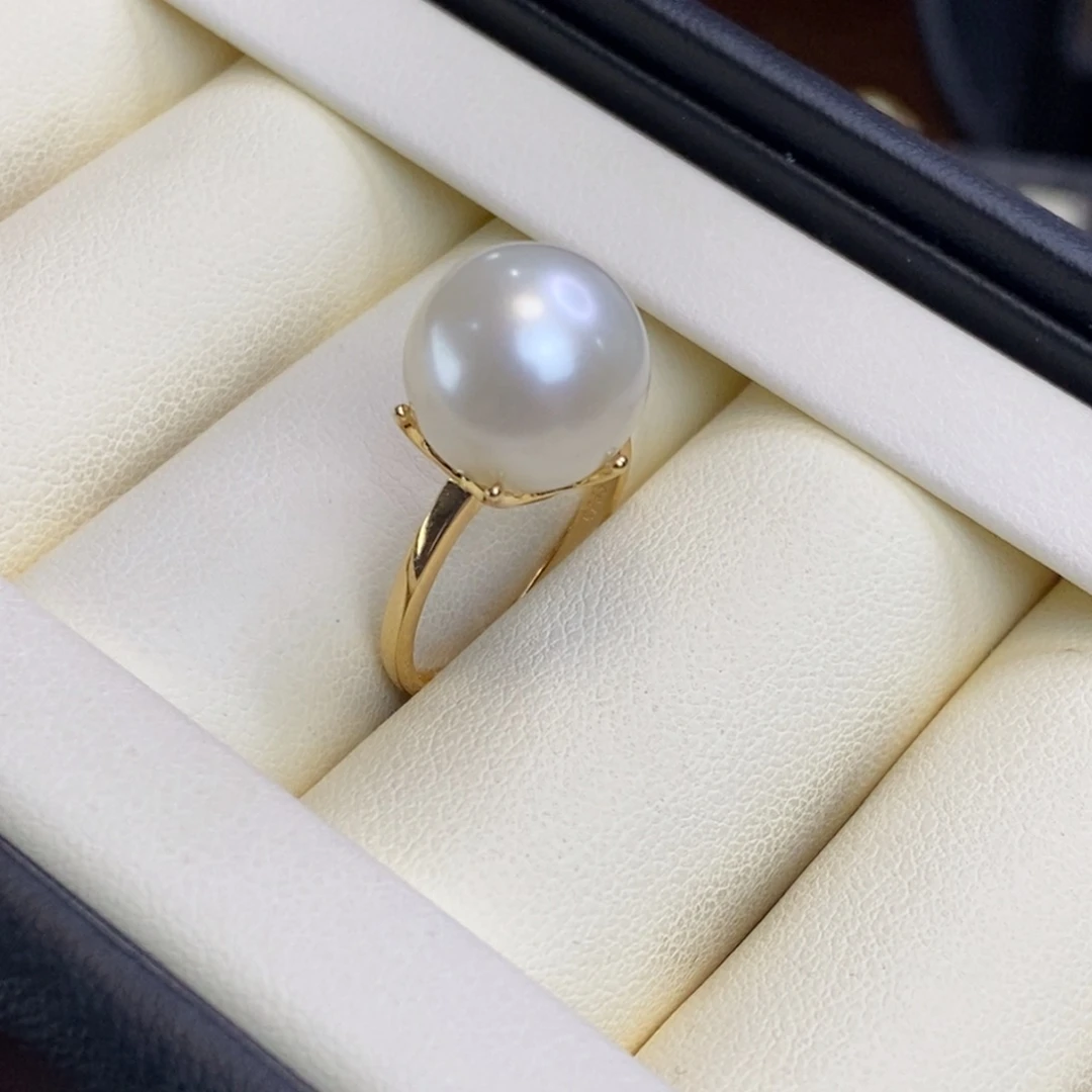 银S925镀金镶嵌戒指淡水珍珠特价