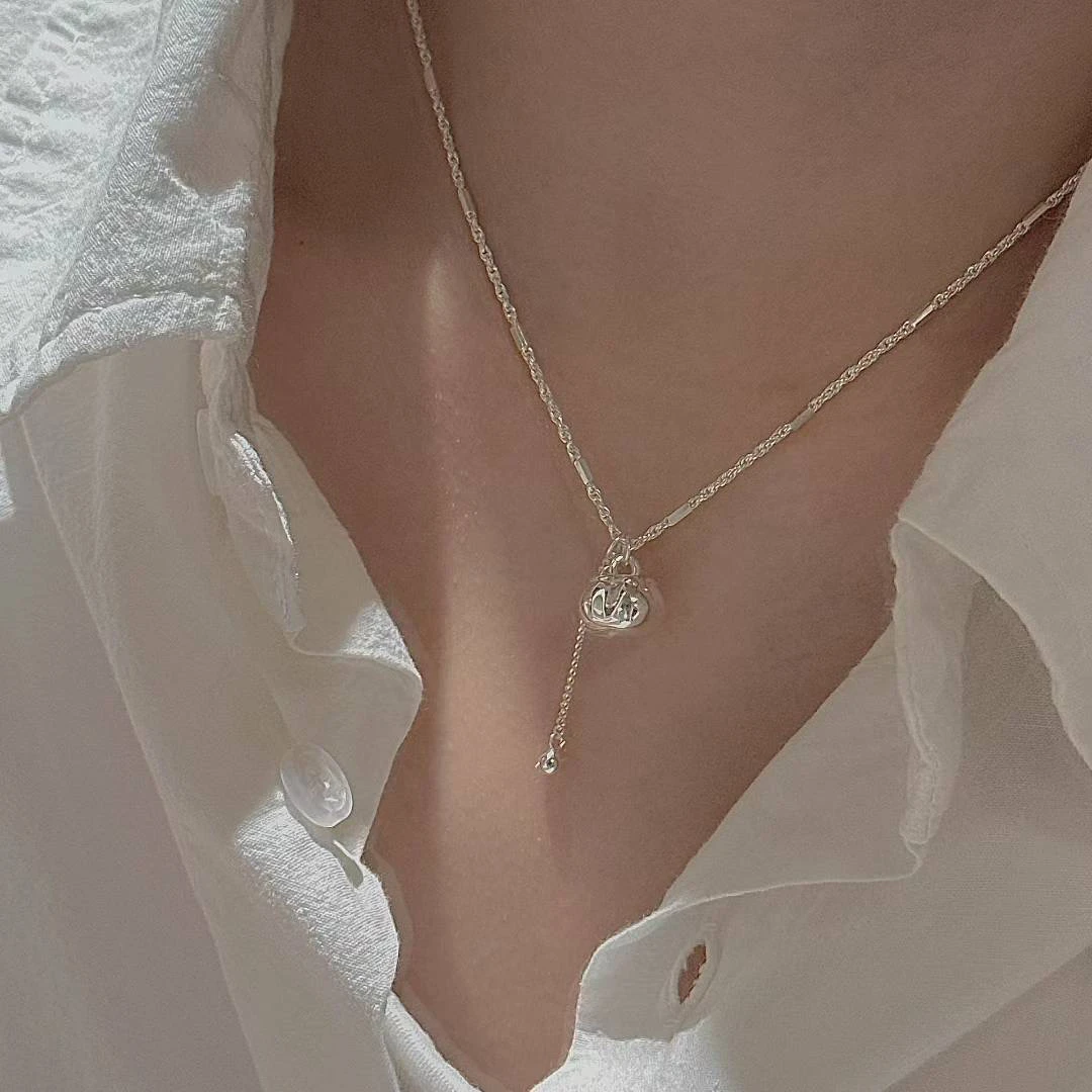 坠链均925银 柿柿如意好事发生国风流苏小众百搭简约锁骨链银项链