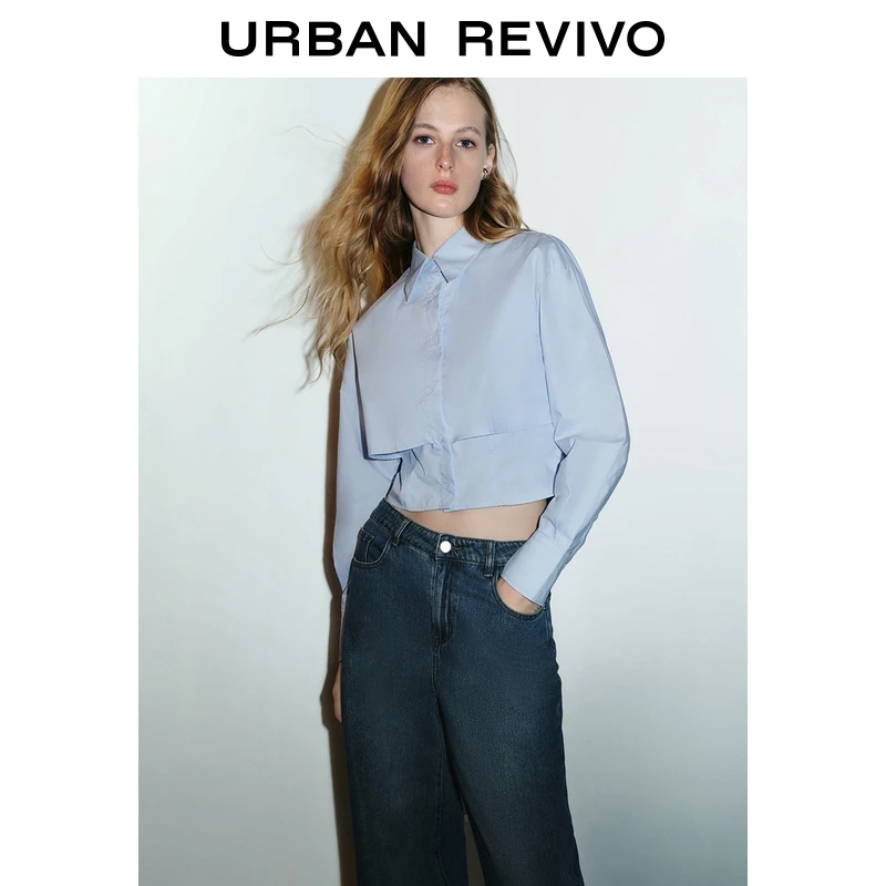 UR2025秋季新款女装通勤设计感纽扣长袖开襟衬衫UYU250096+